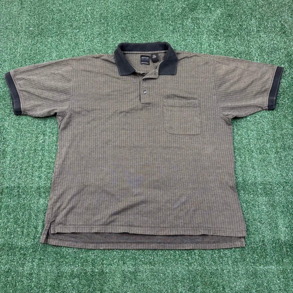 Y2K Vintage Arrow Polo Shirt Mens Medium Brown Textured Skater Short Sleeve